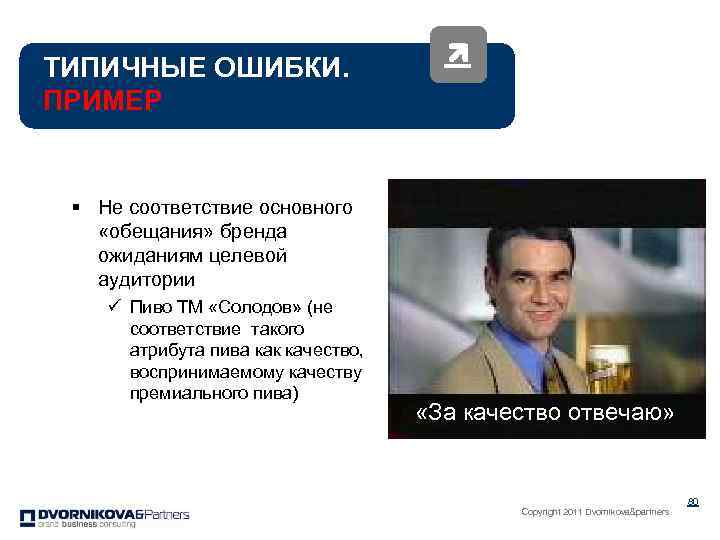 ТИПИЧНЫЕ ОШИБКИ. ПРИМЕР § Не соответствие основного «обещания» бренда ожиданиям целевой аудитории ü Пиво