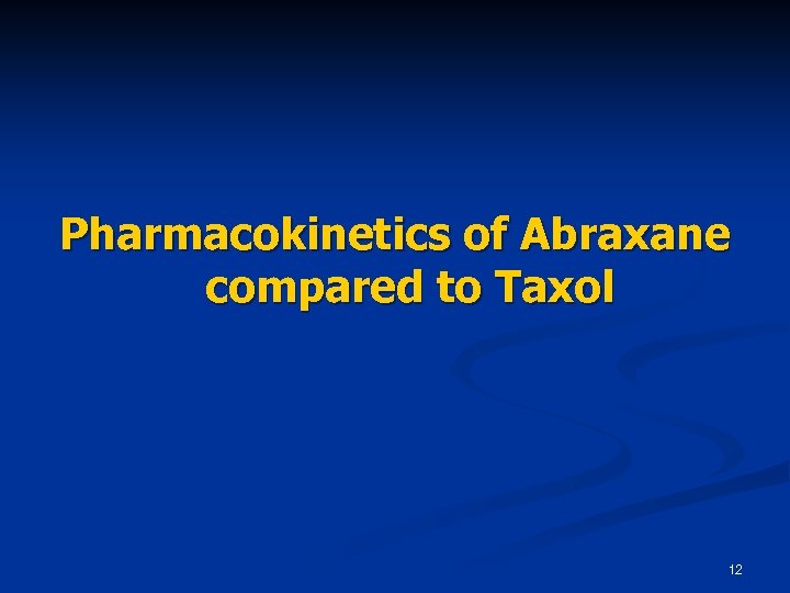 Pharmacokinetics of Abraxane compared to Taxol 12 