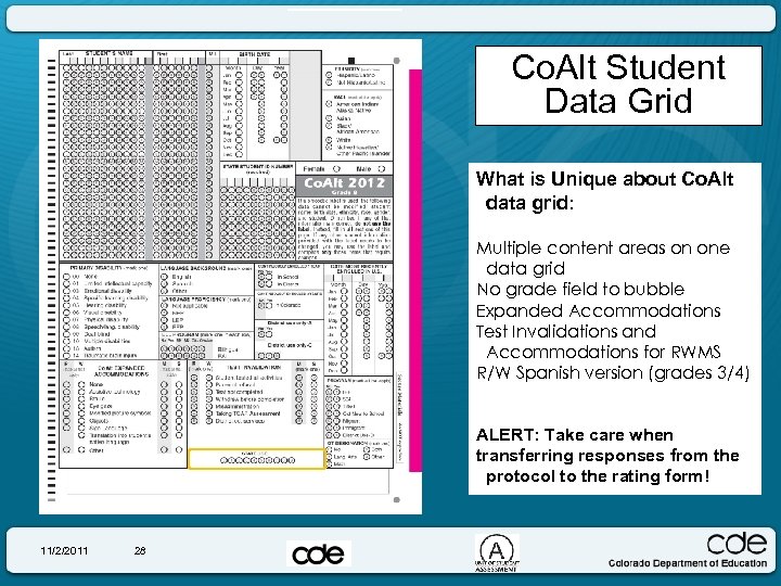 Co. Alt Student Data Grid What is Unique about Co. Alt data grid: Multiple