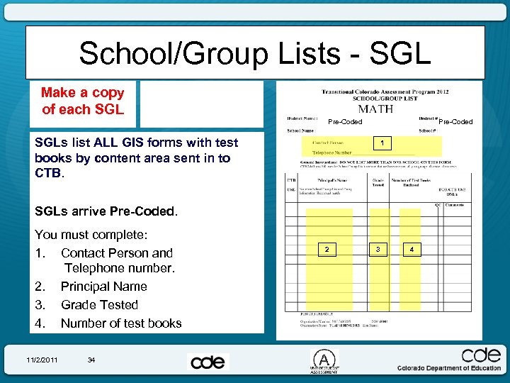 School/Group Lists - SGL Make a copy of each SGL Pre-Coded SGLs list ALL