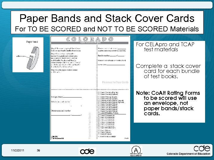 Paper Bands and Stack Cover Cards For TO BE SCORED and NOT TO BE