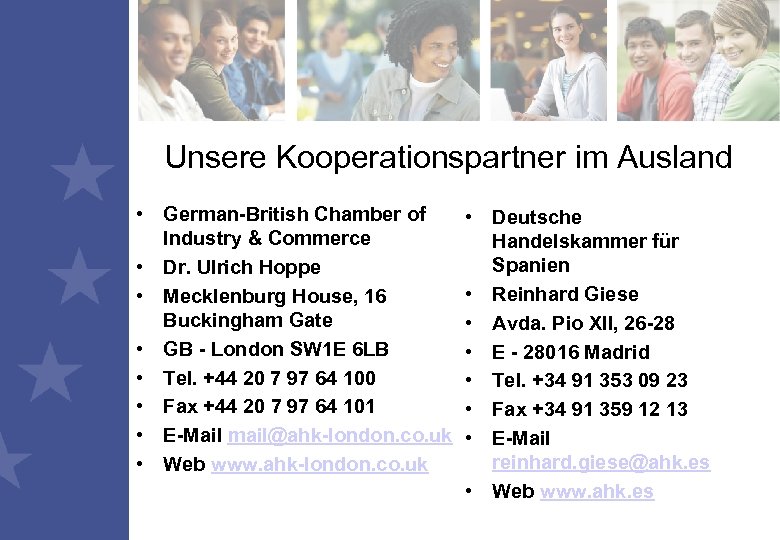 Unsere Kooperationspartner im Ausland • German-British Chamber of Industry & Commerce • Dr. Ulrich