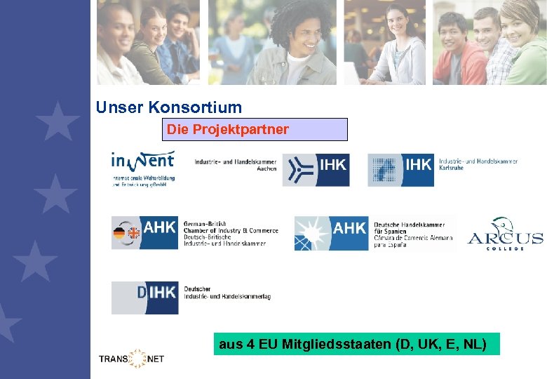 Unser Konsortium Die Projektpartner aus 4 EU Mitgliedsstaaten (D, UK, E, NL) 