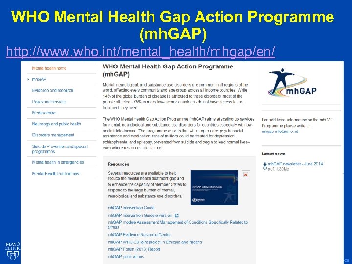 WHO Mental Health Gap Action Programme (mh. GAP) http: //www. who. int/mental_health/mhgap/en/ © 2014