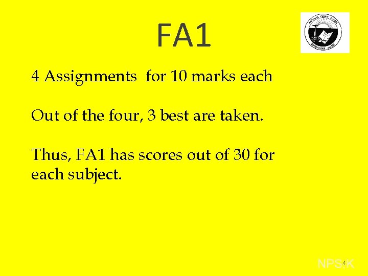 FA 1 4 Assignments for 10 marks each Out of the four, 3 best