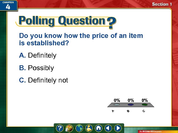 Do you know how the price of an item is established? A. Definitely B.