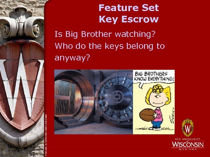 Feature Set Key Escrow Is Big Brother watching? Who do the keys belong to