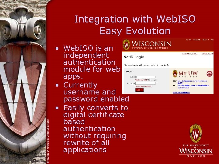 Integration with Web. ISO Easy Evolution • Web. ISO is an independent authentication module