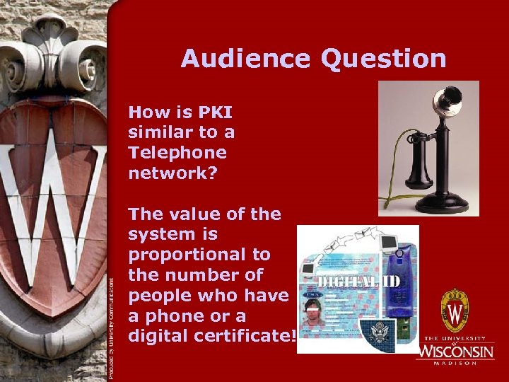 Audience Question How is PKI similar to a Telephone network? The value of the