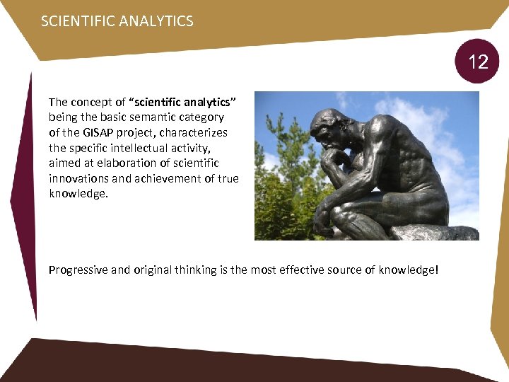 SCIENTIFIC ANALYTICS 12 The concept of “scientific analytics” being the basic semantic category of