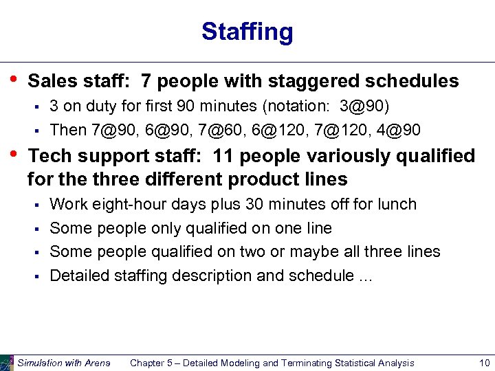 Staffing • Sales staff: 7 people with staggered schedules § § • 3 on