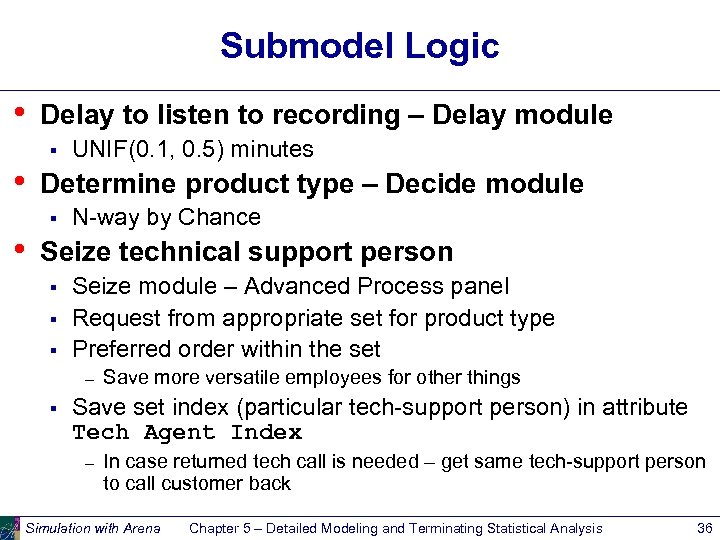 Submodel Logic • Delay to listen to recording – Delay module § • Determine