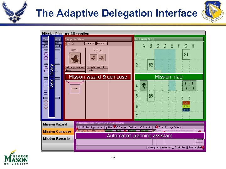 Task library The Adaptive Delegation Interface Mission wizard & compose Mission map Automated planning