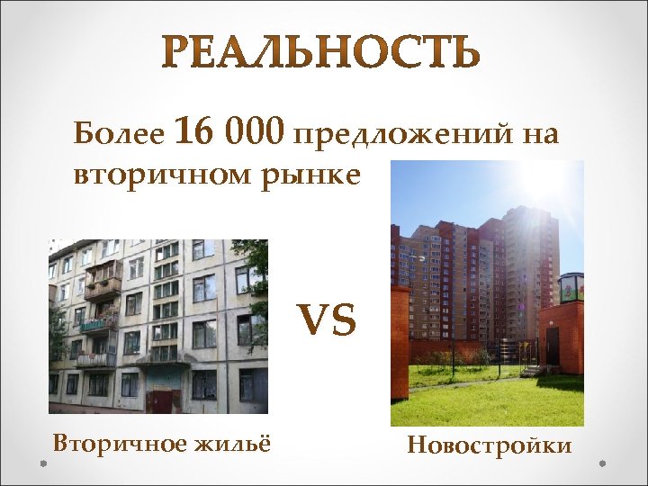 Более 16 000 предложений на вторичном рынке VS Вторичное жильё Новостройки 