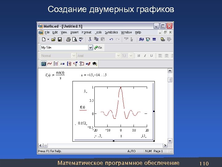 Создание двумерных графиков Математическое программное обеспечение 110 