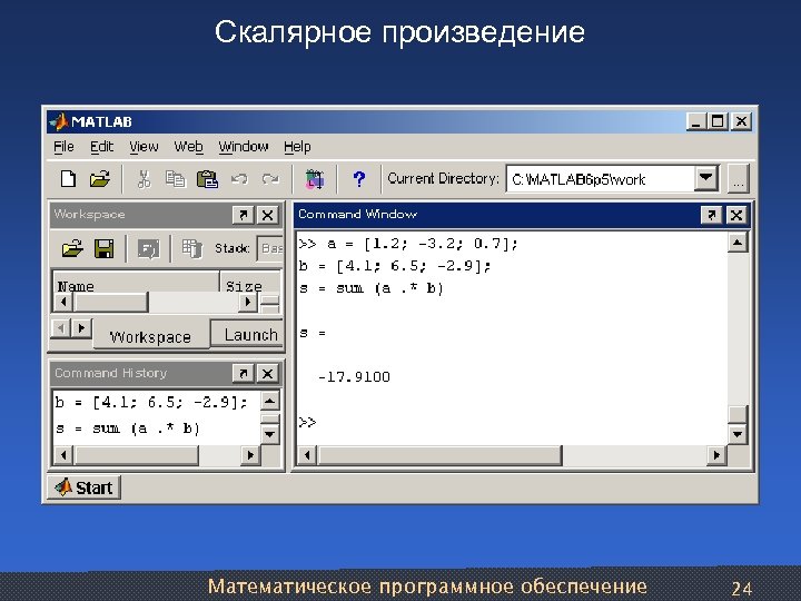 Скалярное произведение Математическое программное обеспечение 24 