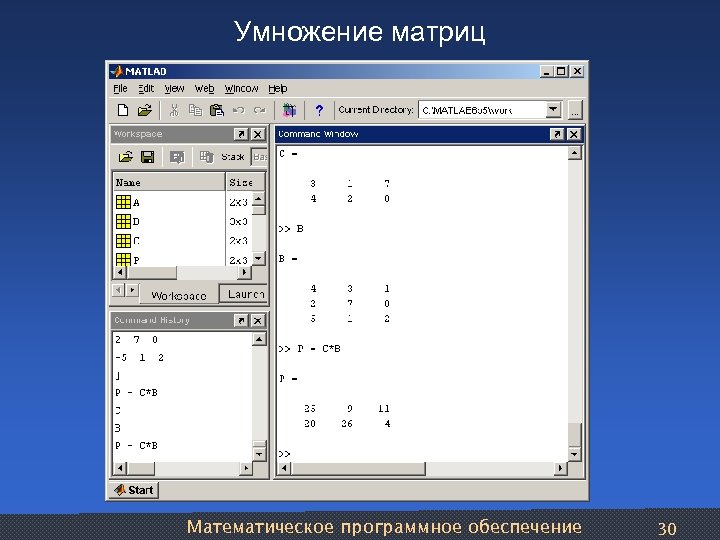 Умножение матриц Математическое программное обеспечение 30 