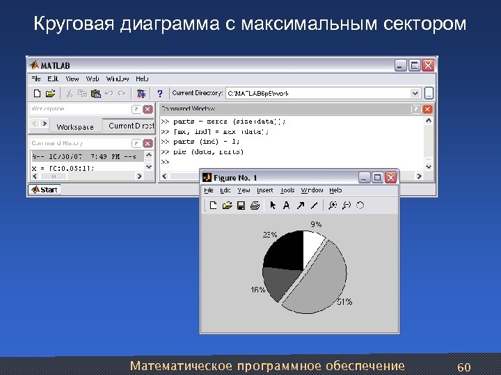 Круговая диаграмма с максимальным сектором Математическое программное обеспечение 60 