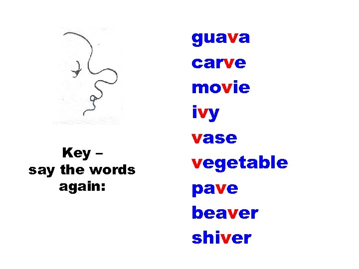 Key – say the words again: guava carve movie ivy vase vegetable pave beaver