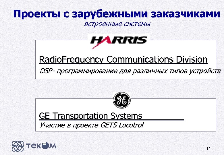 Проекты с зарубежными заказчиками встроенные системы Radio. Frequency Communications Division DSP- программирование для различных