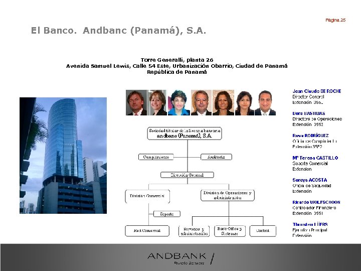 Página 25 El Banco. Andbanc (Panamá), S. A. Torre Generalli, planta 26 Avenida Samuel