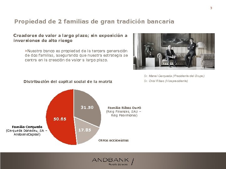 3 Propiedad de 2 familias de gran tradición bancaria Creadores de valor a largo
