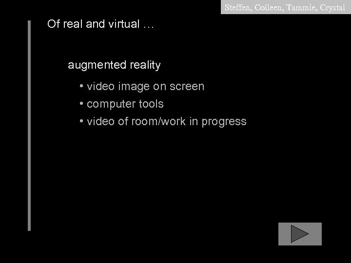 Steffen, Colleen, Tammie, Crystal Of real and virtual … augmented reality • video image