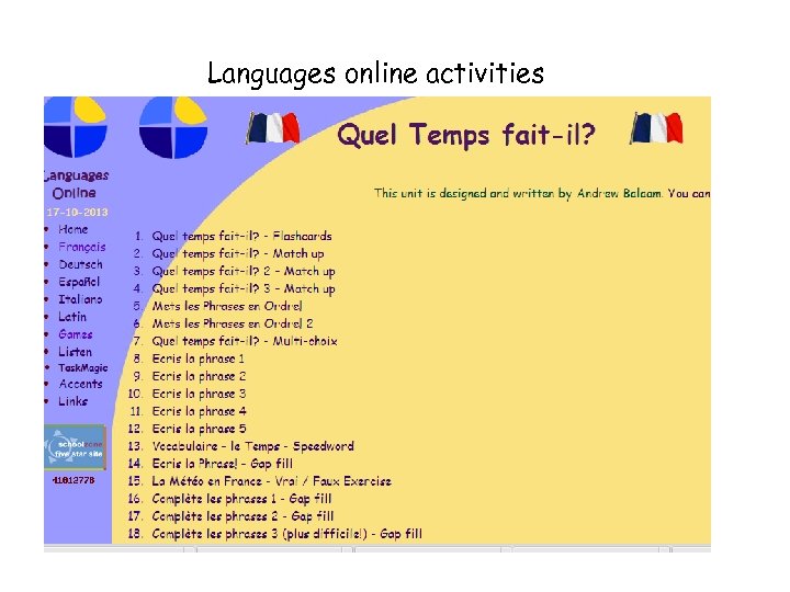 Languages online activities 