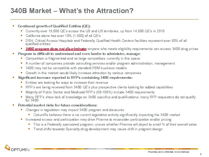 340 B Market – What’s the Attraction? § § Continued growth of Qualified Entities