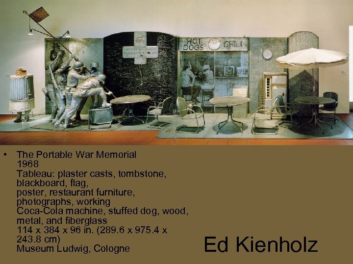  • The Portable War Memorial 1968 Tableau: plaster casts, tombstone, blackboard, flag, poster,