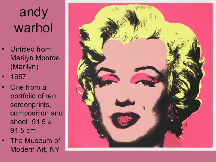 andy warhol • Untitled from Marilyn Monroe (Marilyn) • 1967 • One from a