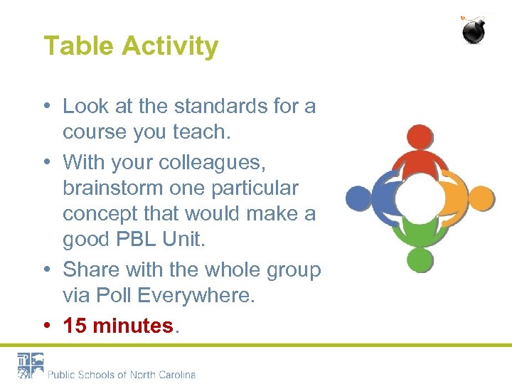 Table Activity • Look at the standards for a course you teach. • With