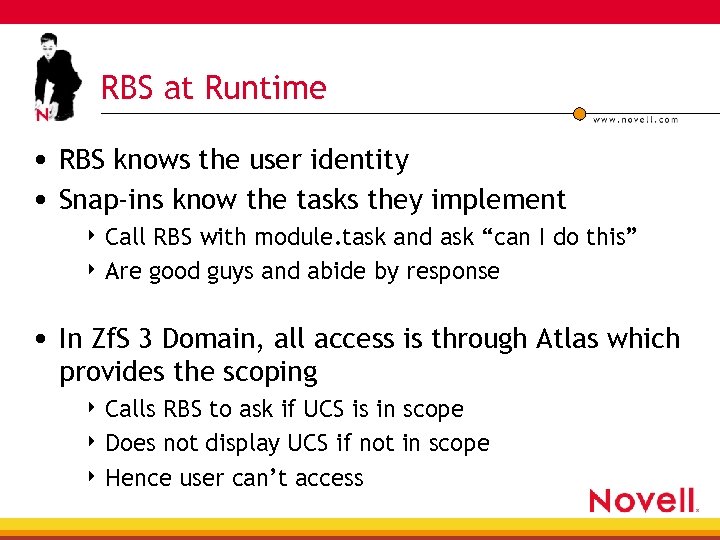 RBS at Runtime • RBS knows the user identity • Snap-ins know the tasks