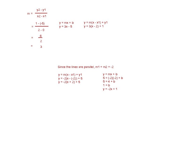 y 2 - y 1 m= = x 2 - x 1 1 -