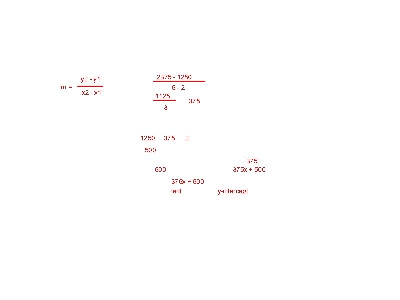 2375 - 1250 y 2 - y 1 m= 5 -2 x 2 -