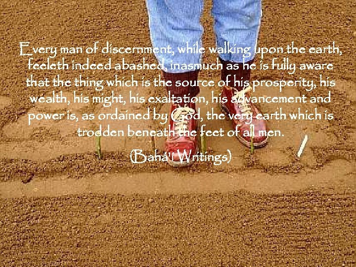 Every man of discernment, while walking upon the earth, feeleth indeed abashed, inasmuch as