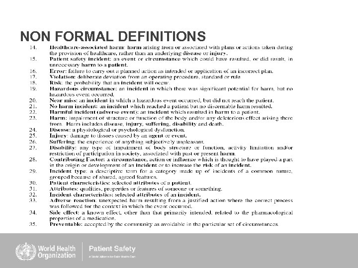 NON FORMAL DEFINITIONS 
