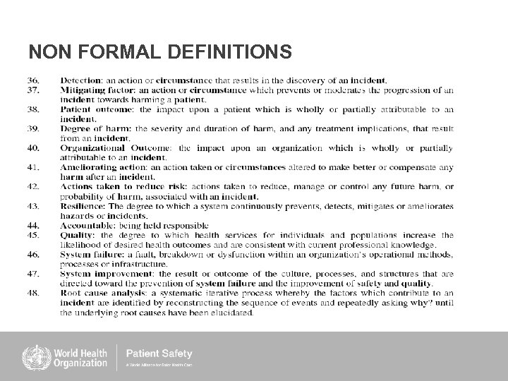 NON FORMAL DEFINITIONS 