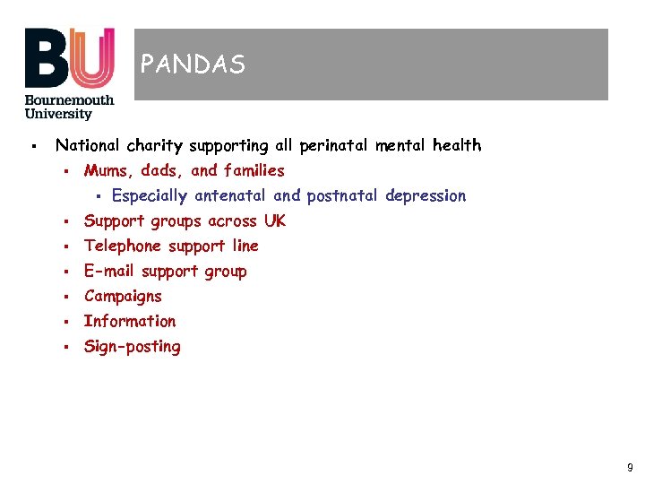 PANDAS § National charity supporting all perinatal mental health § Mums, dads, and families
