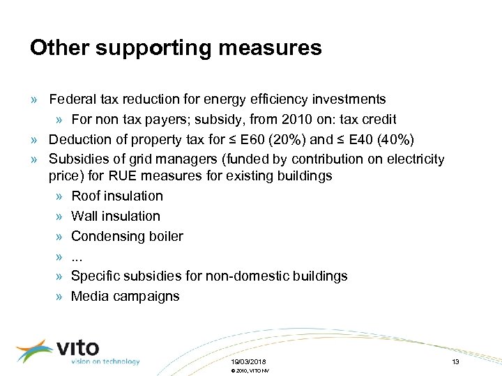 Other supporting measures » Federal tax reduction for energy efficiency investments » For non