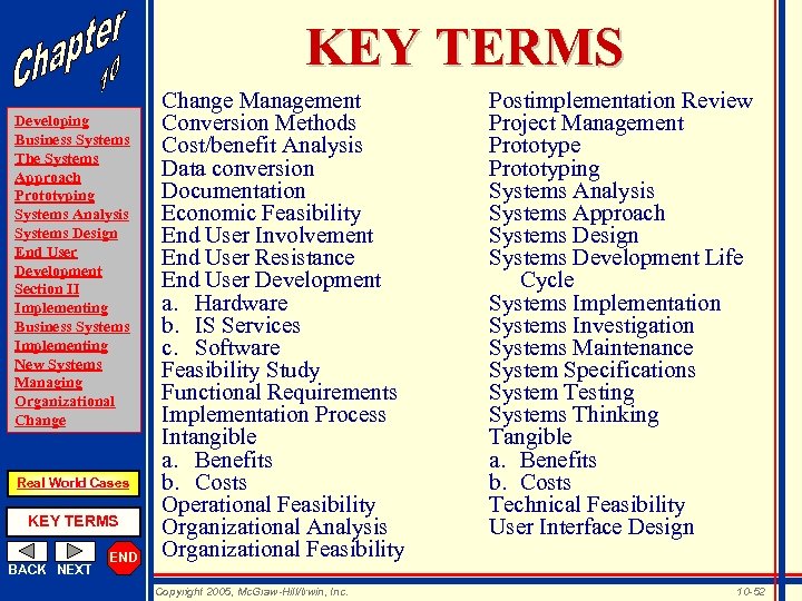 KEY TERMS Developing Business Systems The Systems Approach Prototyping Systems Analysis Systems Design End