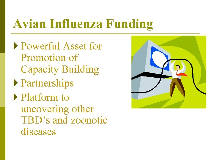 Avian Influenza Funding } Powerful Asset for Promotion of Capacity Building } Partnerships }