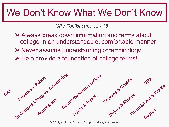 We Don’t Know What We Don’t Know CPV Toolkit page 13 - 16 ➢