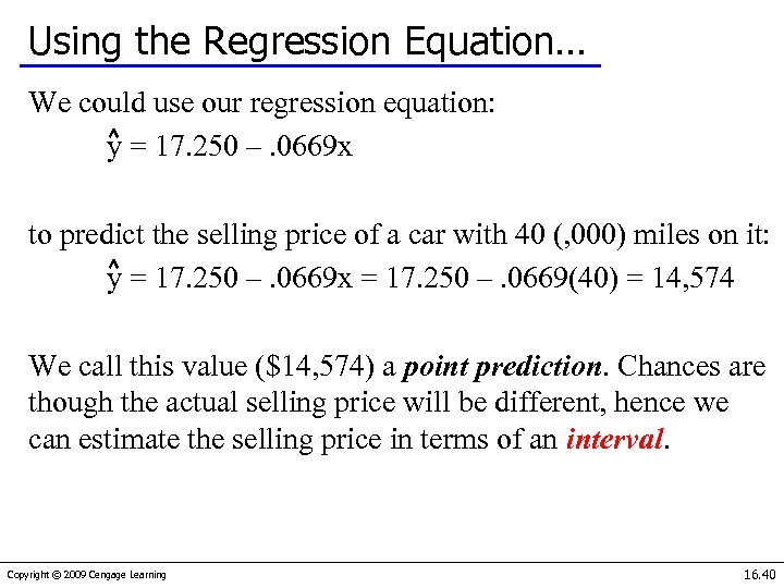 simple linear regression equation example