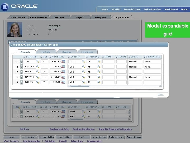 Modal expandable grid 