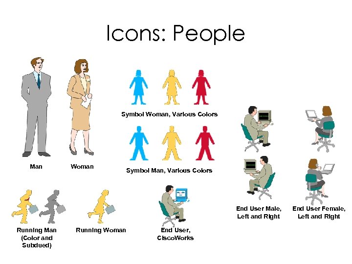 Icons: People Symbol Woman, Various Colors Man Woman Symbol Man, Various Colors End User