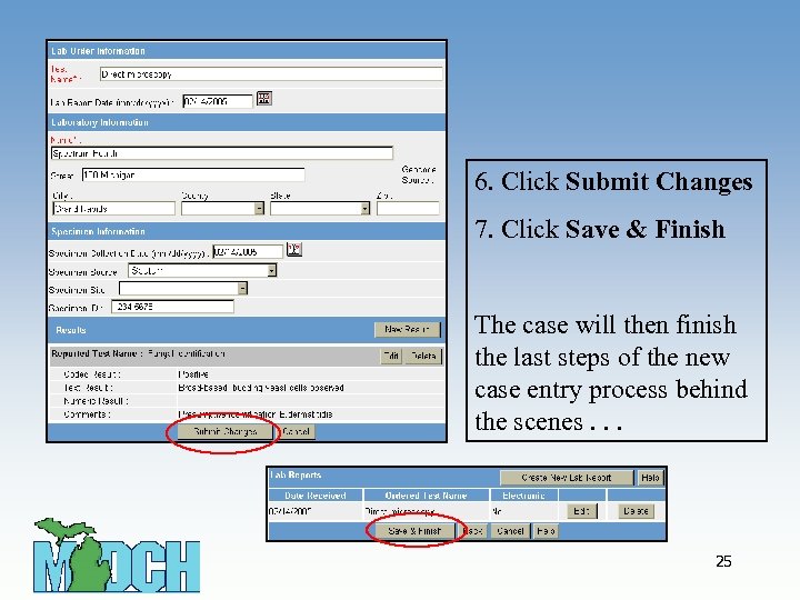 6. Click Submit Changes 7. Click Save & Finish The case will then finish