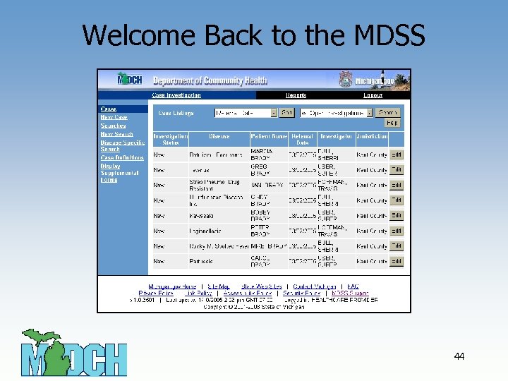 Welcome Back to the MDSS 44 