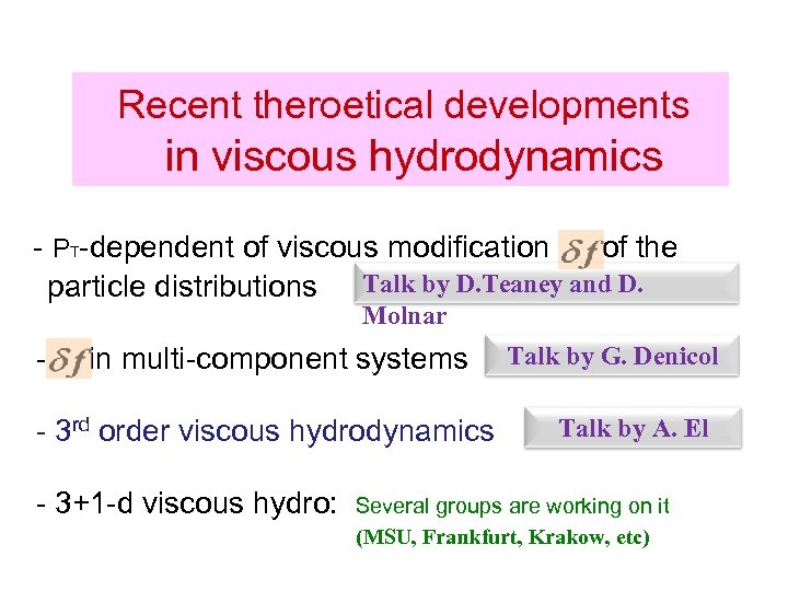 Recent theroetical developments in viscous hydrodynamics - PT-dependent of viscous modification of the particle