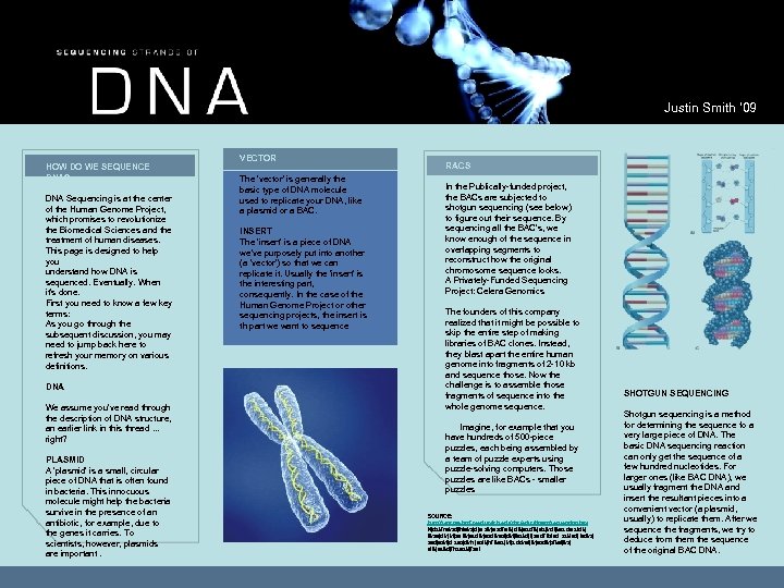 Justin Smith ‘ 09 HOW DO WE SEQUENCE DNA? DNA Sequencing is at the